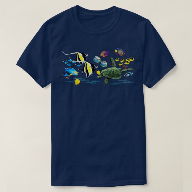 Molokini Cove Hawaiian Tropical Fish Illustration T Shirt (Design framsida)