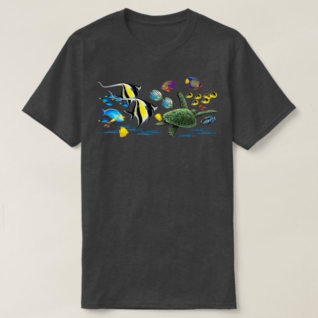 Molokini Cove Hawaiian Tropical Fish Illustration T Shirt (Design framsida)