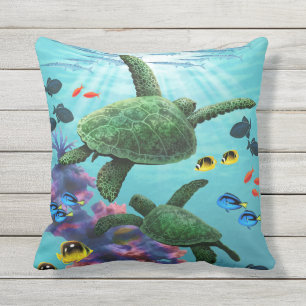 Molokini Cove Hawaiianska havssköldpaddor Reversib Kudde