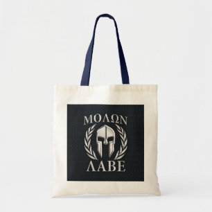 Molon Labe Chrome som Spartan Helmet på Grille Tygkasse