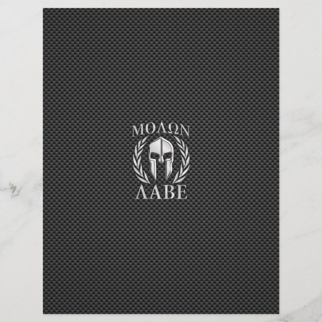Molon Labe Chrome Spartan Helmet på kolfibrer (Framsida)