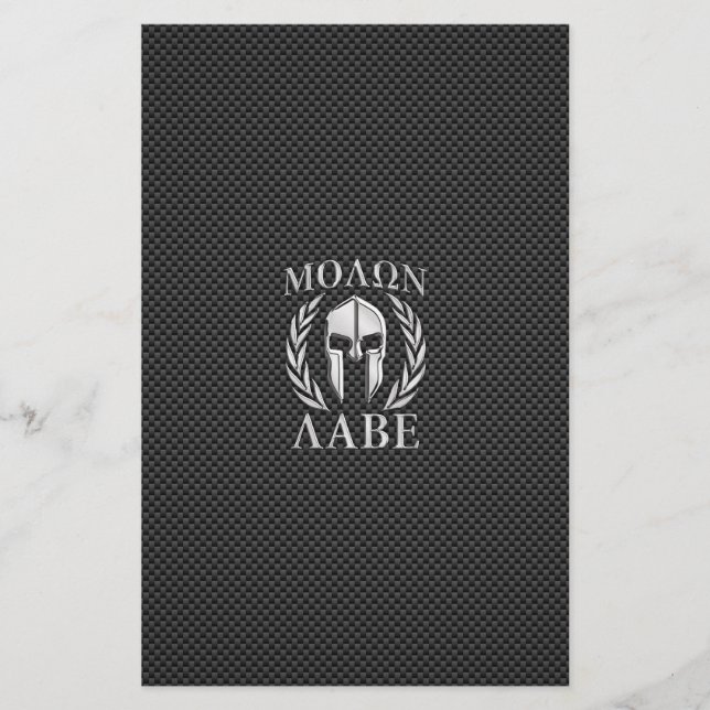 Molon Labe Chrome Spartan Helmet på kolfibrer Brevpapper (Framsida)