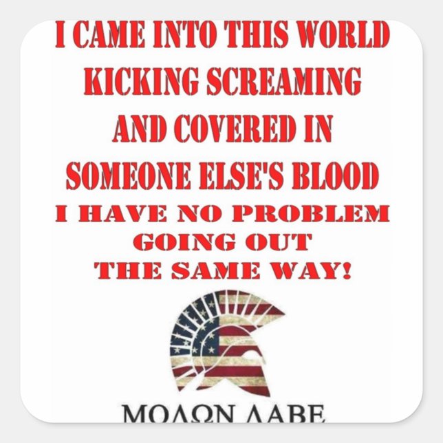 MOLON LABE FYRKANTIGT KLISTERMÄRKE (Framsida)