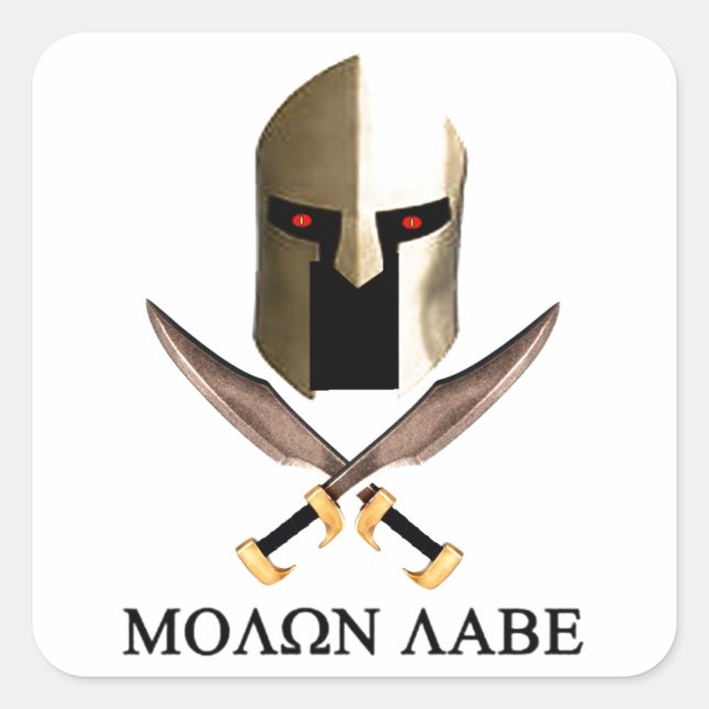 MOLON LABE FYRKANTIGT KLISTERMÄRKE (Framsida)