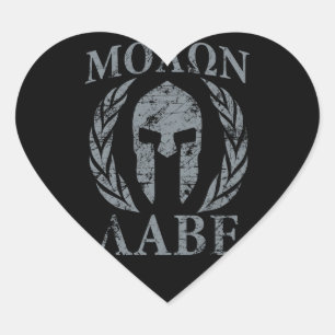 Molon Labe Grunge Spartan Armor Hjärtformat Klistermärke