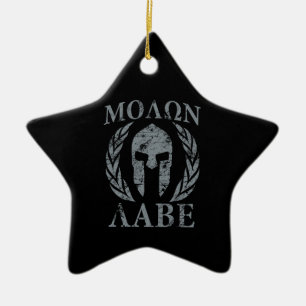 Molon Labe Grunge Spartan Armor Julgransprydnad Keramik