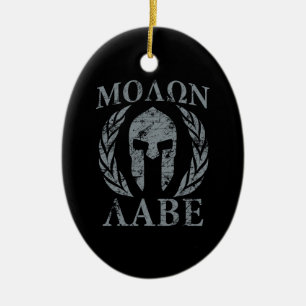 Molon Labe Grunge Spartan Armor Julgransprydnad Keramik