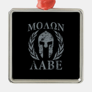 Molon Labe Grunge Spartan Armor Julgransprydnad Metall
