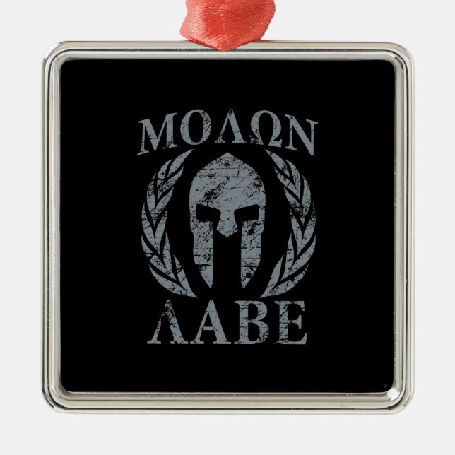 Molon Labe Grunge Spartan Armor Julgransprydnad Metall (Framsidan)