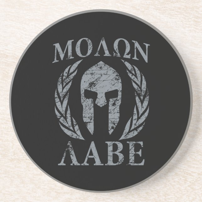 Molon Labe Grunge Spartan Armor Underlägg Sandsten (Framsidan)