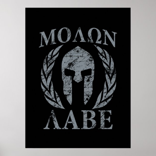 Molon Labe Grunge Spartan Mask Poster (Framsidan)