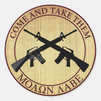 Molon Labe (komen och tar dem), Runt Klistermärke