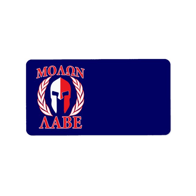 Molon Labe Spartan Armor Laurels Navy Blue Adressetikett (Framsidan)