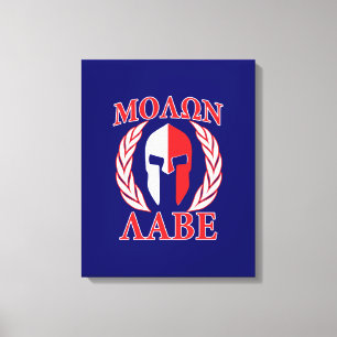Molon Labe Spartan Armor Laurels Navy Blue Canvastryck