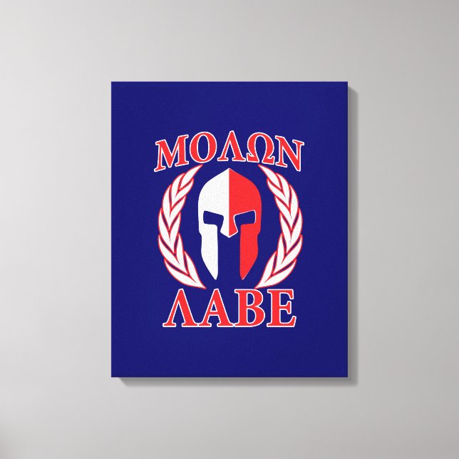Molon Labe Spartan Armor Laurels Navy Blue Canvastryck (Framsida)