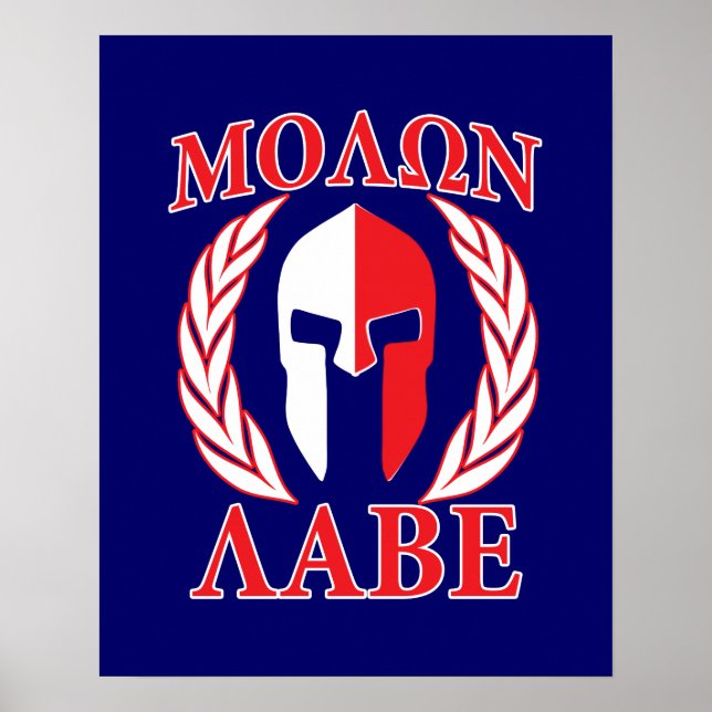Molon Labe Spartan Armor Laurels Navy Blue Poster (Framsidan)