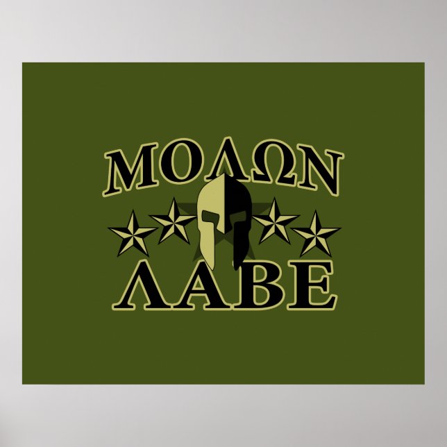 Molon Labe Spartan Helmet 5 stjärnor Poster (Framsidan)
