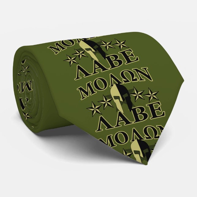 Molon Labe Spartan Helmet 5 stjärnor Slips (Rullad)