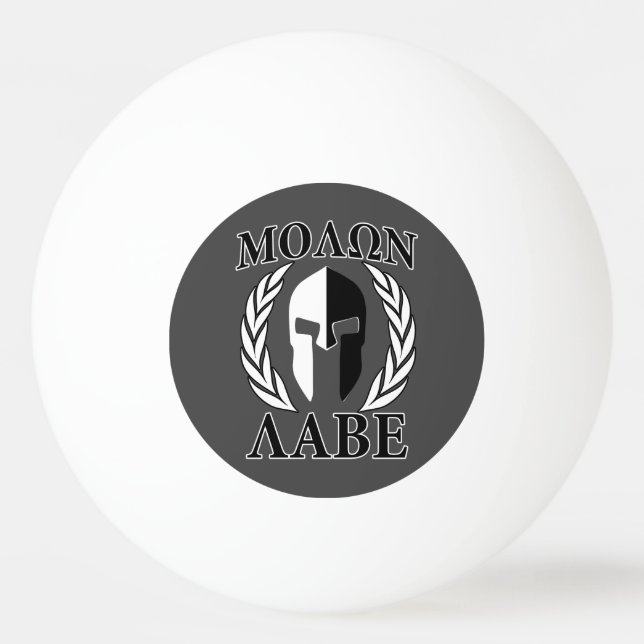 Molon Labe Spartan Helmet Laurels Black Pingisboll (Framsidan)