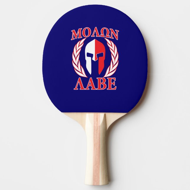 Molon Labe Spartan Helmet Laurels Blue Pingisracket (Framsidan)