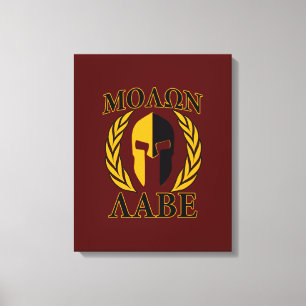 Molon Labe Spartan Helmet Laurels Burgundy Canvastryck