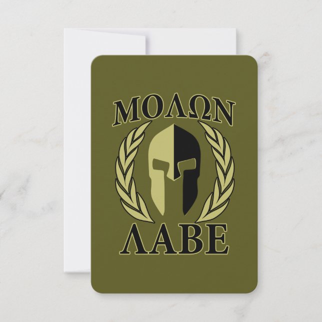 Molon Labe Spartan Helmet Laurels Oliv grönt (Framsida)