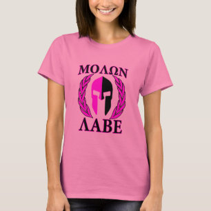Molon Labe Spartan Helmet Laurels Shock rosa Tee