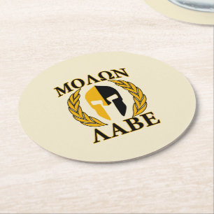 Molon Labe Spartan Helmet Laurels Tri-Färg Underlägg Papper Rund