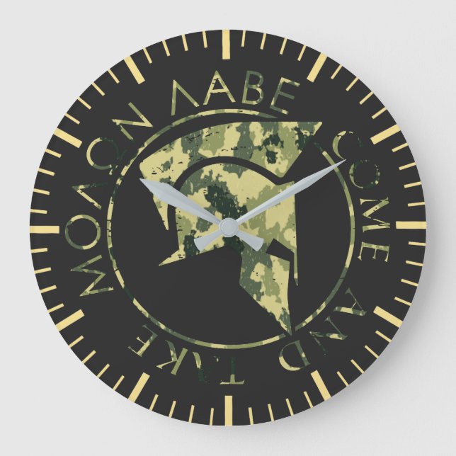 Molon Labe Spartan Helmet Milio Camo  Stor Klocka (Framsida)
