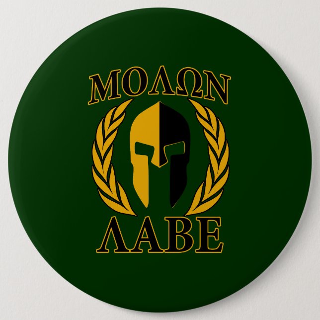 Molon Labe Spartan Laurels Forest Grönt Decor Knapp (Framsida)