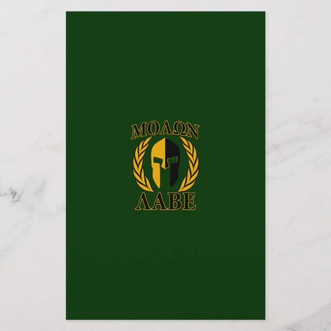 Molon Labe Spartan Laurels on Forest Grönt Brevpapper (Framsida)
