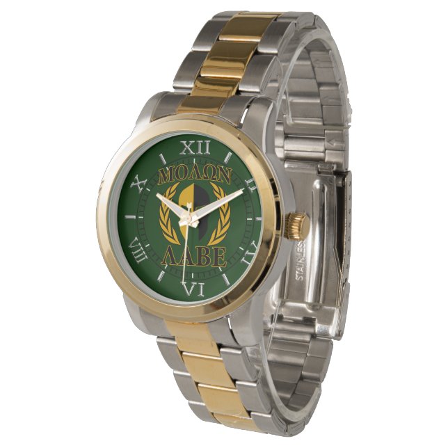 Molon Labe Spartan Laurels on Forest Grönt Dial Armbandsur (Vinklad)