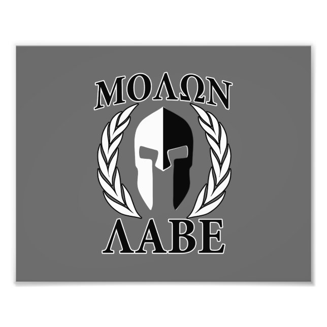 Molon Labe Spartan Mask Armor Laurels Monochrome Fototryck (Framsidan)