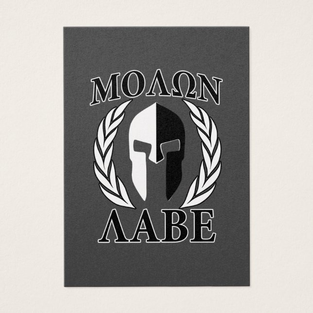 Molon Labe Spartan Mask Armor Laurels Monochrome Visitkort (Framsidan)