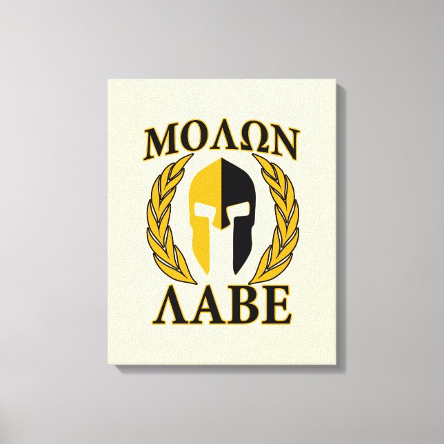 Molon Labe Spartan Mask Laurels Beige Accent Canvastryck (Framsida)