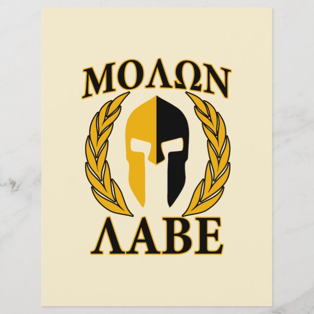 Molon Labe Spartan Mask Laurels Beige Accent Reklamblad (Framsidan)