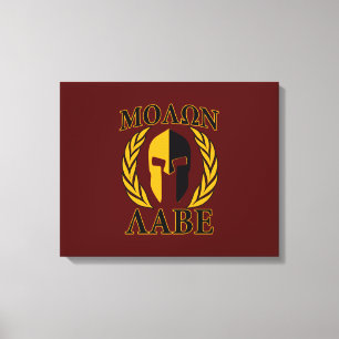Molon Labe Spartan Mask Laurels Burgundy Canvastryck