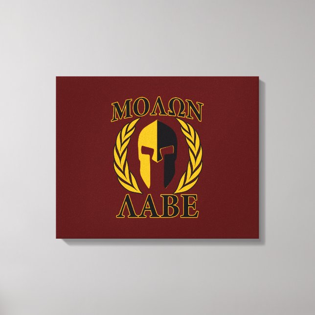 Molon Labe Spartan Mask Laurels Burgundy Canvastryck (Framsida)