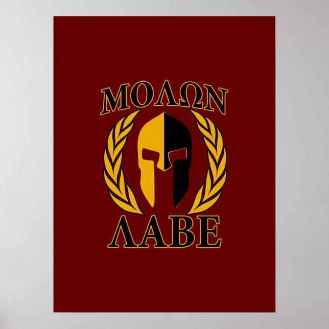 Molon Labe Spartan Mask Laurels Burgundy Decor Poster (Framsidan)