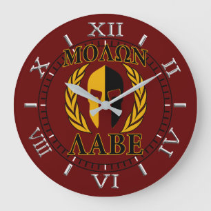 Molon Labe Spartan Mask Laurels Burgundy Dial Stor Klocka