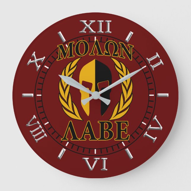 Molon Labe Spartan Mask Laurels Burgundy Dial Stor Klocka (Framsida)