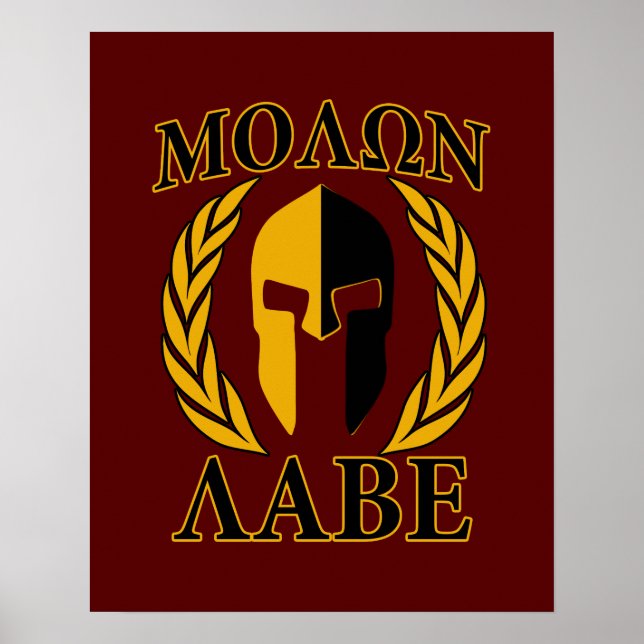 Molon Labe Spartan Mask Laurels Burgundy Poster (Framsidan)