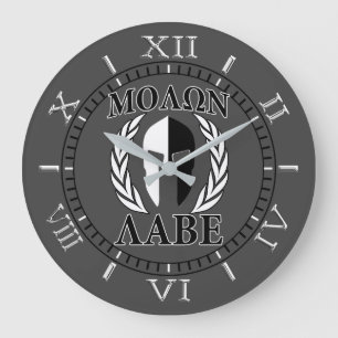 Molon Labe Spartan Mask Laurels Charcol Dial Stor Klocka