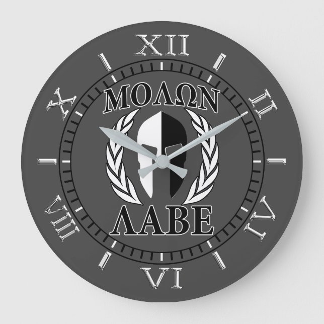 Molon Labe Spartan Mask Laurels Charcol Dial Stor Klocka (Framsida)