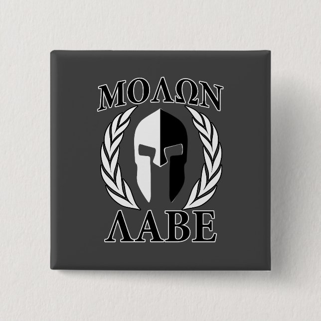 Molon Labe Spartan Mask Laurels Monochrome Knapp (Framsida)