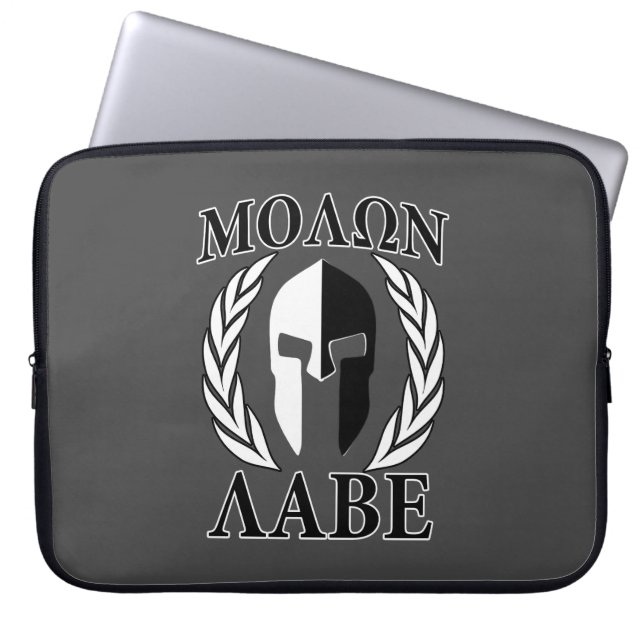 Molon Labe Spartan Mask Laurels Monochrome Laptop Fodral (Framsidan)