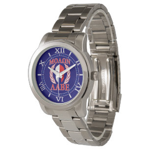 Molon Labe Spartan Mask Laurels Navy Blue Dial Armbandsur