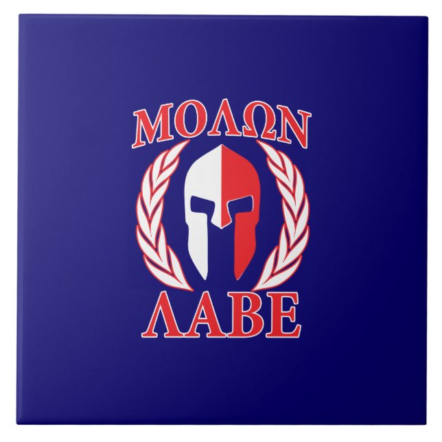 Molon Labe Spartan Mask Laurels Navy Blue Kakelplatta (Framsidan)