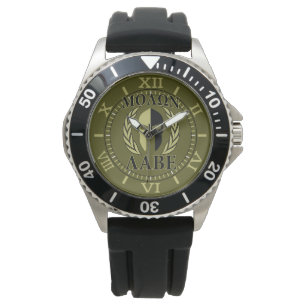 Molon Labe Spartan Mask Laurels Oliv grönt dial Armbandsur