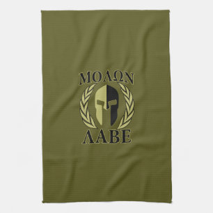 Molon Labe Spartan Mask Laurels Oliv grönt Kökshandduk